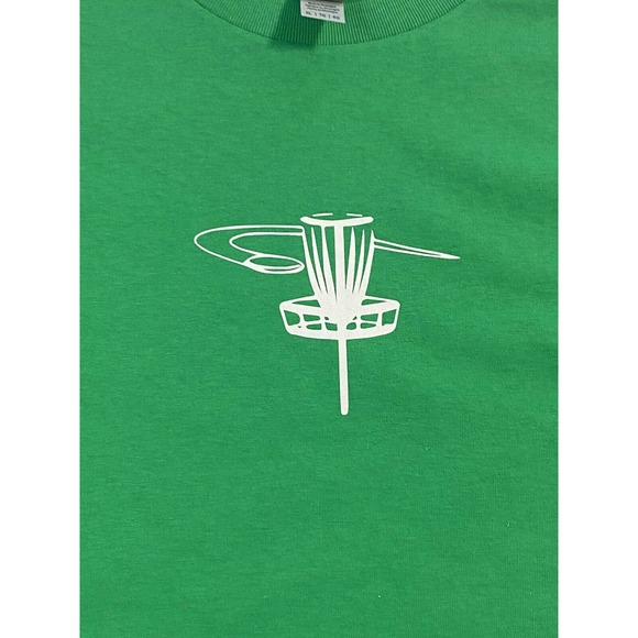 Disc Golf Shirt BASKET TREE SCENE Disc Golfer XL Graphic T-Shirt Gildan GREEN - Picture 4 of 8